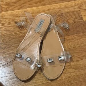 Steve Madden Clear Sandals with Crystal Accents